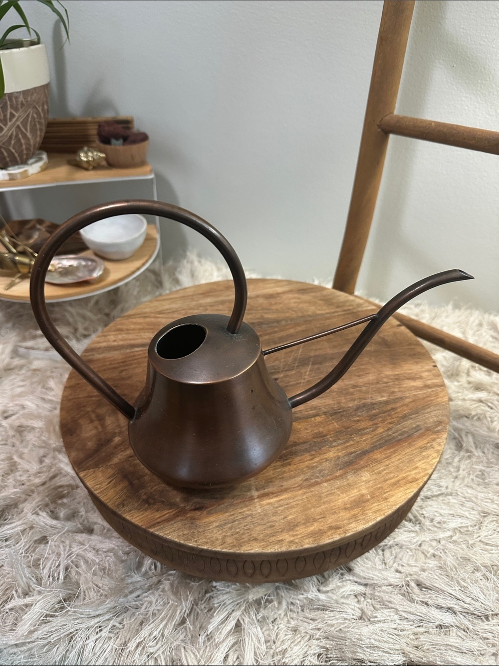 Vintage Copper Tone Small Watering Can Stamped With An “A” On The Bottom - Picture 3 of 17